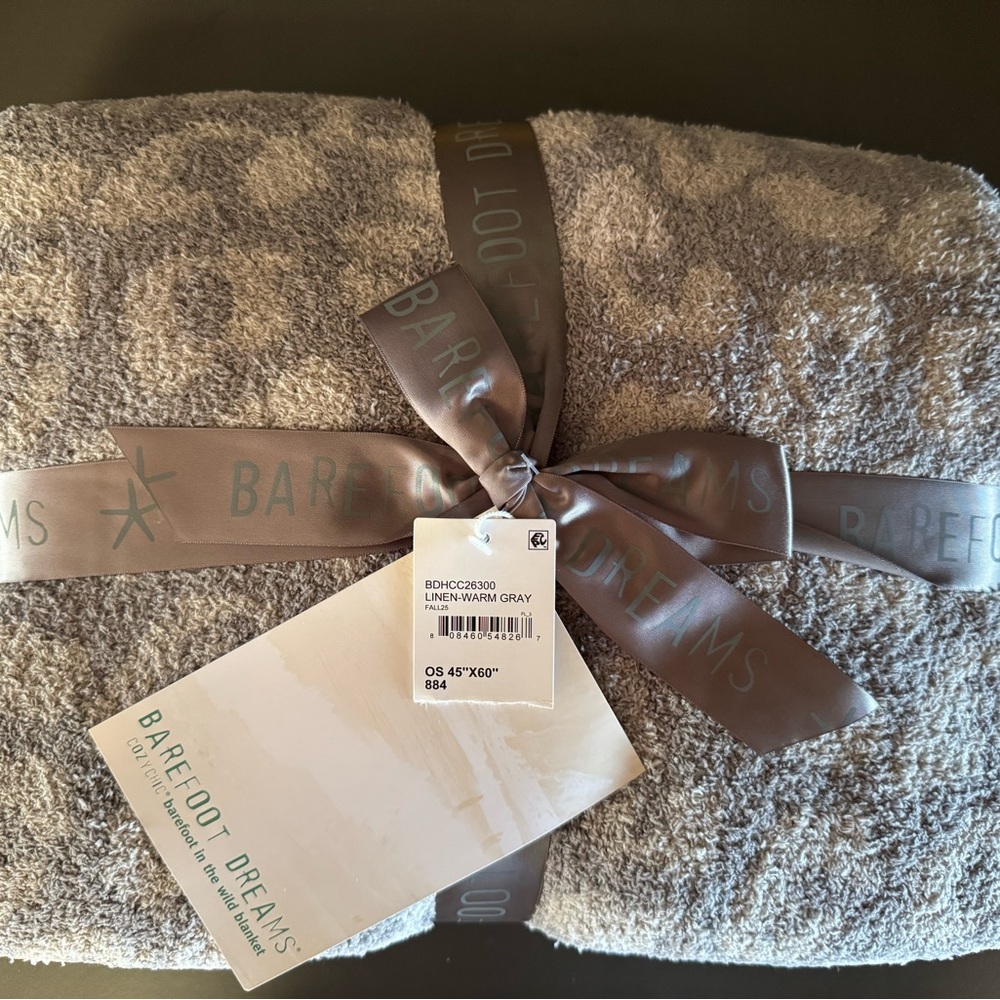 Barefoot Dreams Cozy Chic Throw, Soft Gray Animal Print (linen-warm gray)